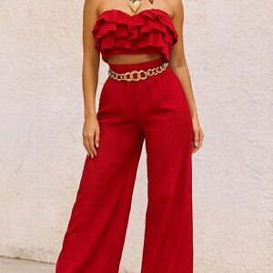 Red Ruffle Two-Piece Set